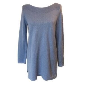 J. Jill Cotton Blend Tunic Length Knit Boatneck Sweater